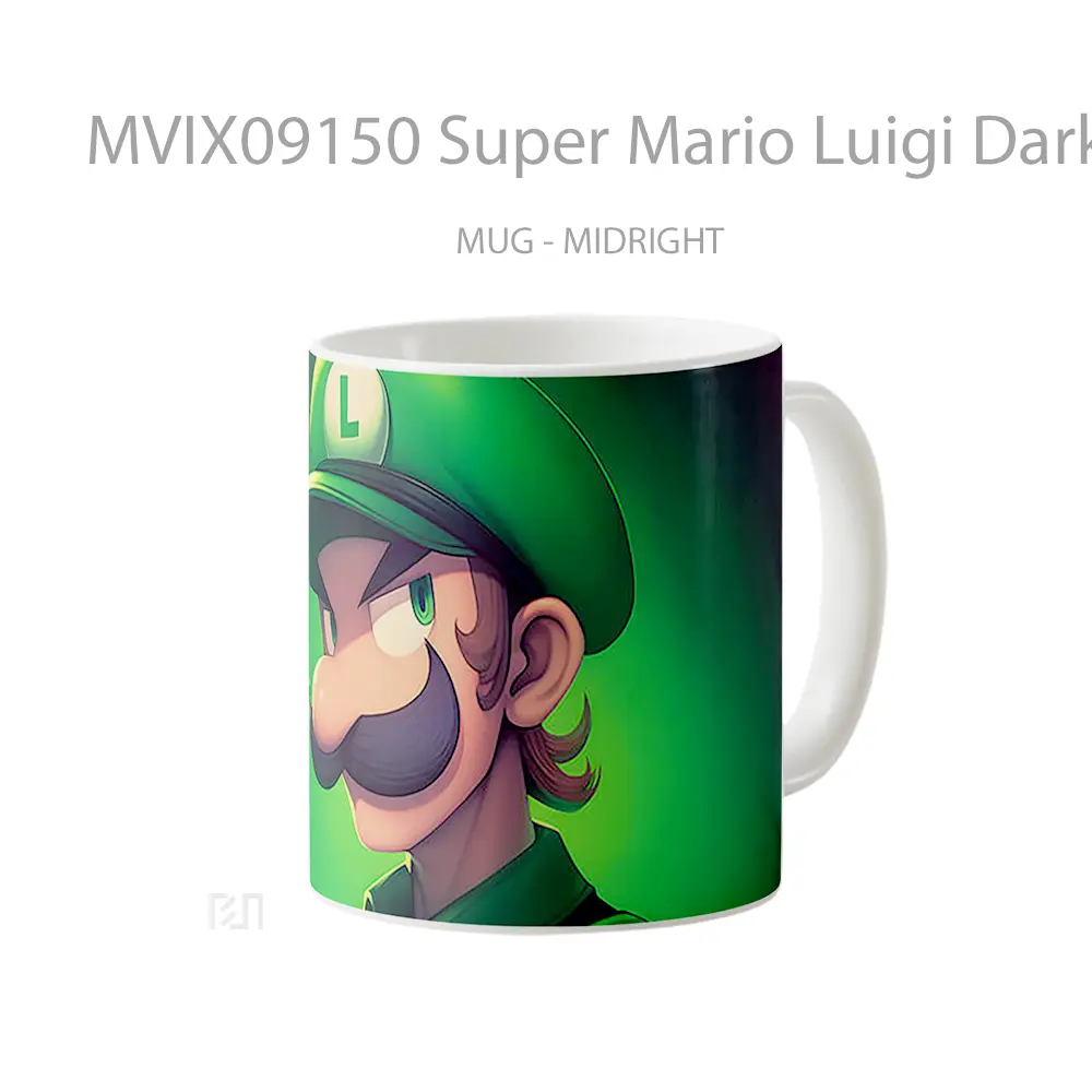 Mug Super Mario Luigi Dark Green Mug Aesthetic Koleksi Spesial - All-side / Desain
