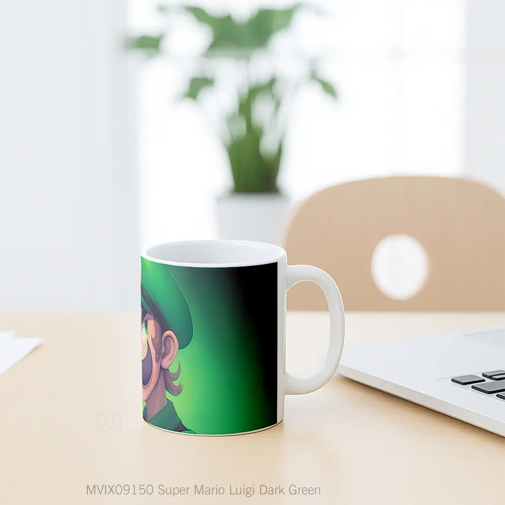 Mug Super Mario Luigi Dark Green Mug Aesthetic Koleksi Spesial - All-side / Desain
