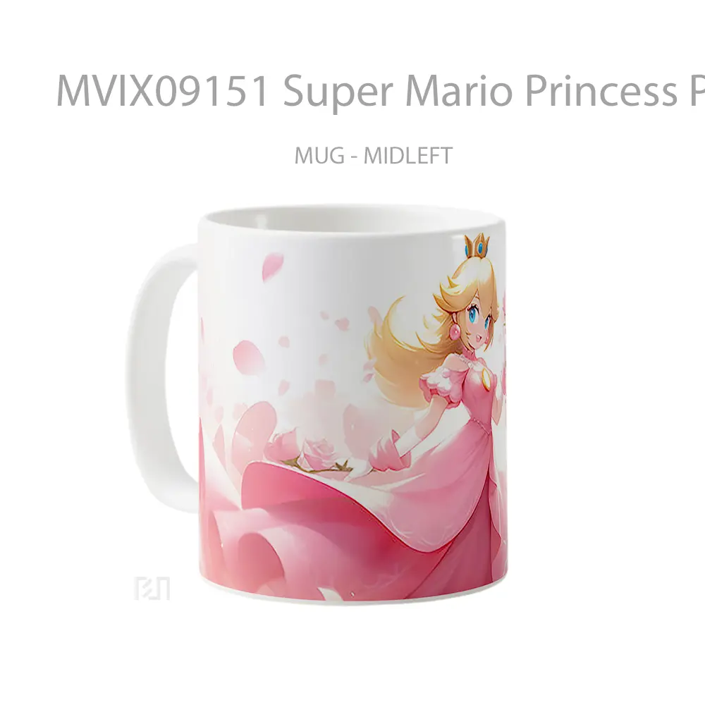 Mug Super Mario Princess Peach With Roses Hadiah Lucu dan Menarik - All-side / Desain