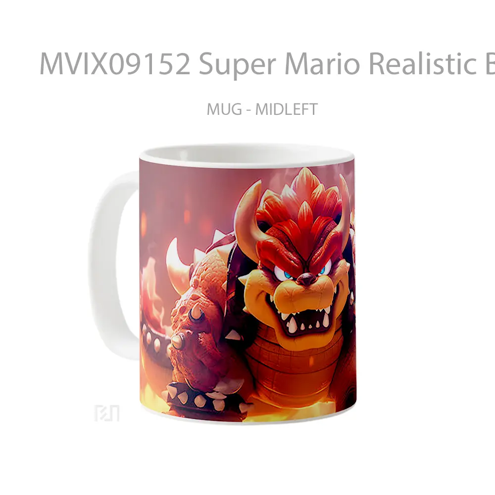 Mug Super Mario Realistic Bowser Gelas Keramik Desain Unik - All-side / Desain