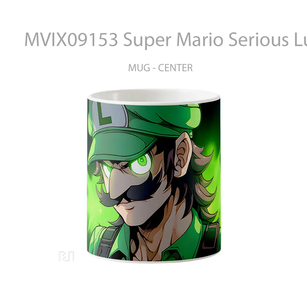 Mug Super Mario Serious Luigi Dark Green Hadiah Lucu dan Menarik