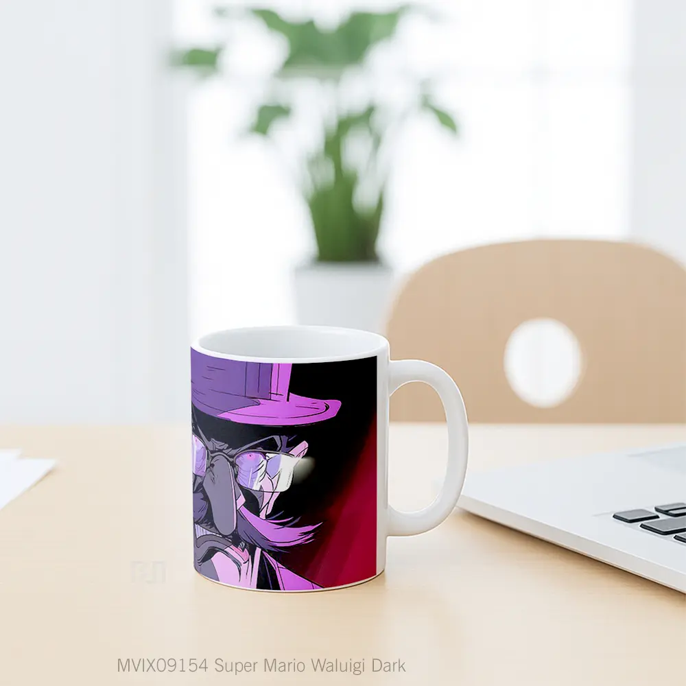 Mug Super Mario Waluigi Dark Mug Aesthetic Koleksi Spesial - All-side / Desain