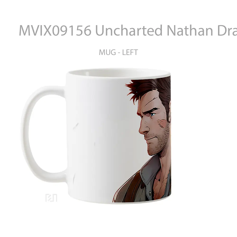 Mug Uncharted Nathan Drake White Mug Aesthetic Koleksi Spesial - All-side / Desain