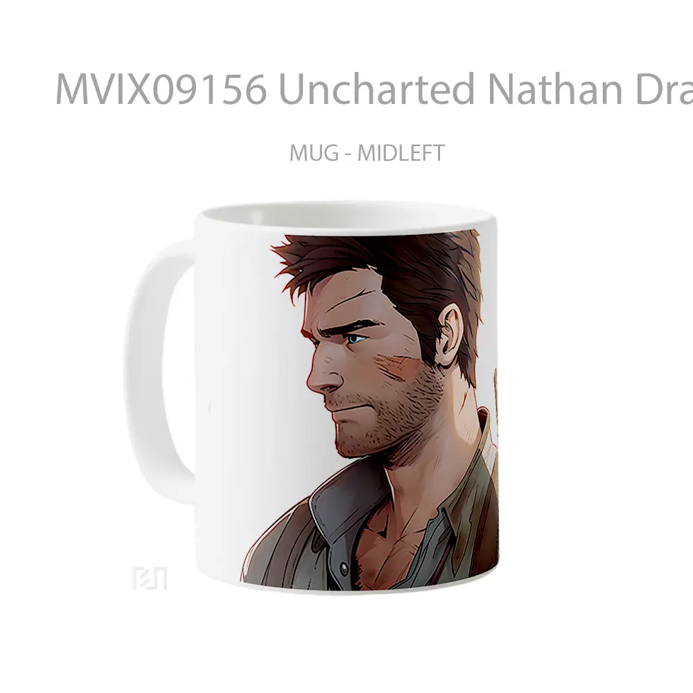Mug Uncharted Nathan Drake White Mug Aesthetic Koleksi Spesial - All-side / Desain