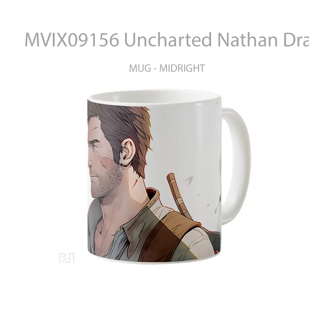 Mug Uncharted Nathan Drake White Mug Aesthetic Koleksi Spesial - All-side / Desain
