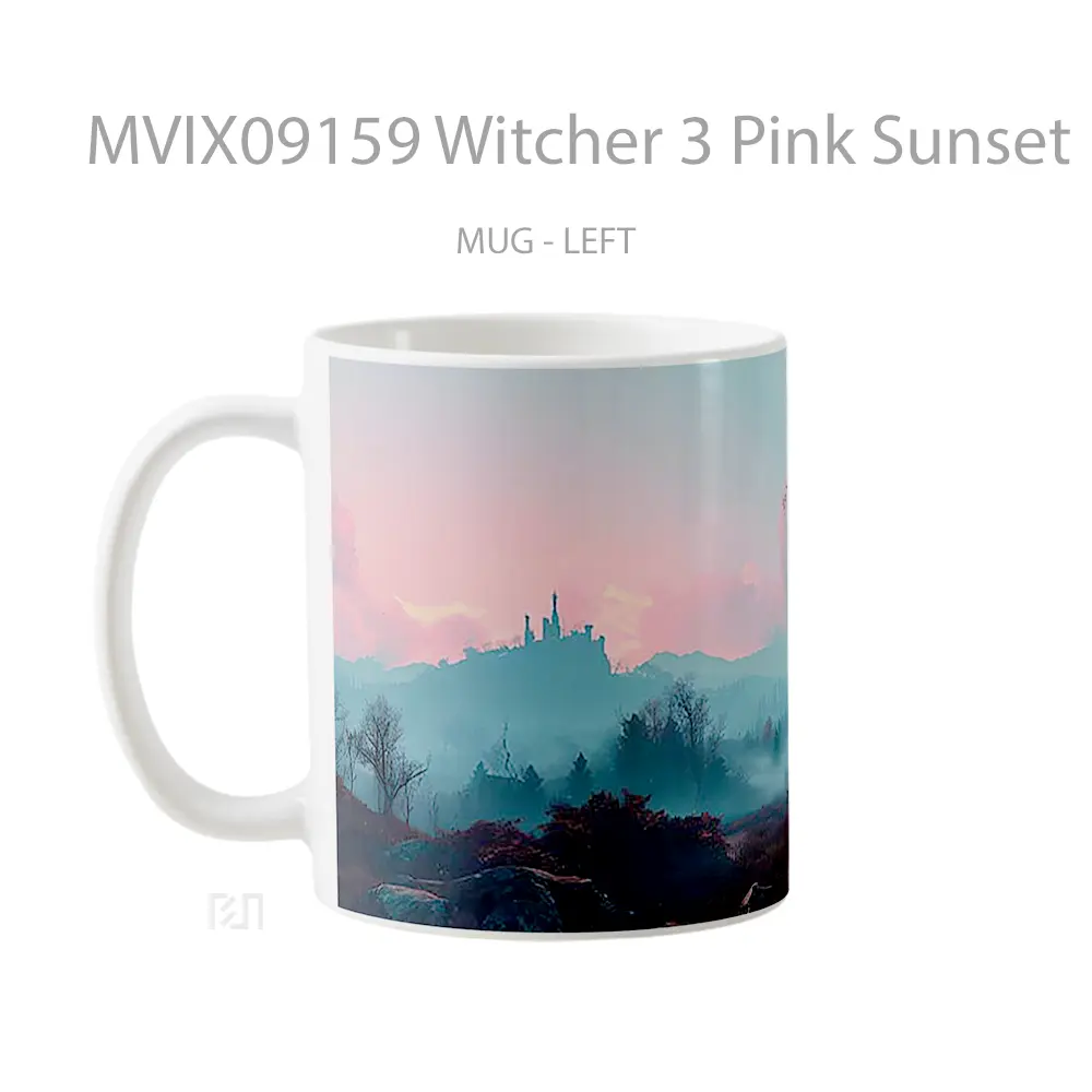 Mug Witcher 3 Pink Sunset Landscape Aesthetic Koleksi Mug Limited Edition - All-side / Desain