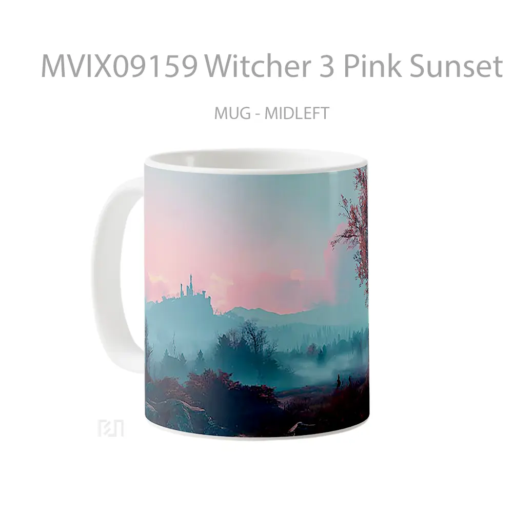 Mug Witcher 3 Pink Sunset Landscape Aesthetic Koleksi Mug Limited Edition - All-side / Desain
