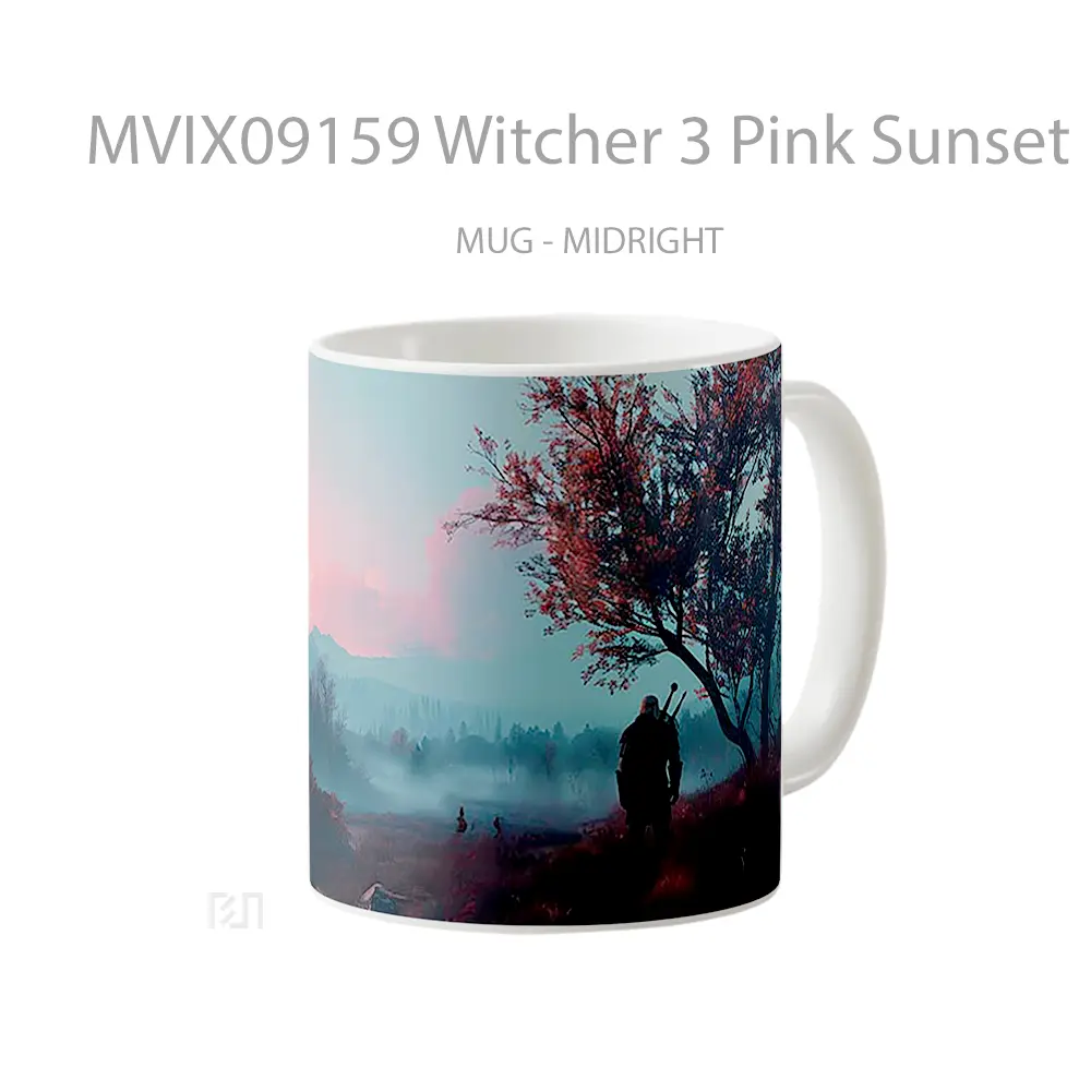 Mug Witcher 3 Pink Sunset Landscape Aesthetic Koleksi Mug Limited Edition - All-side / Desain