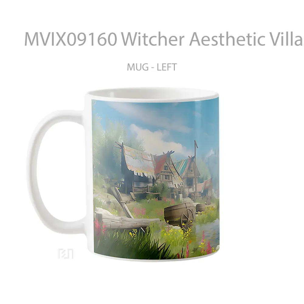 Mug Witcher Aesthetic Village Landscape Mug Aesthetic Koleksi Spesial - All-side / Desain