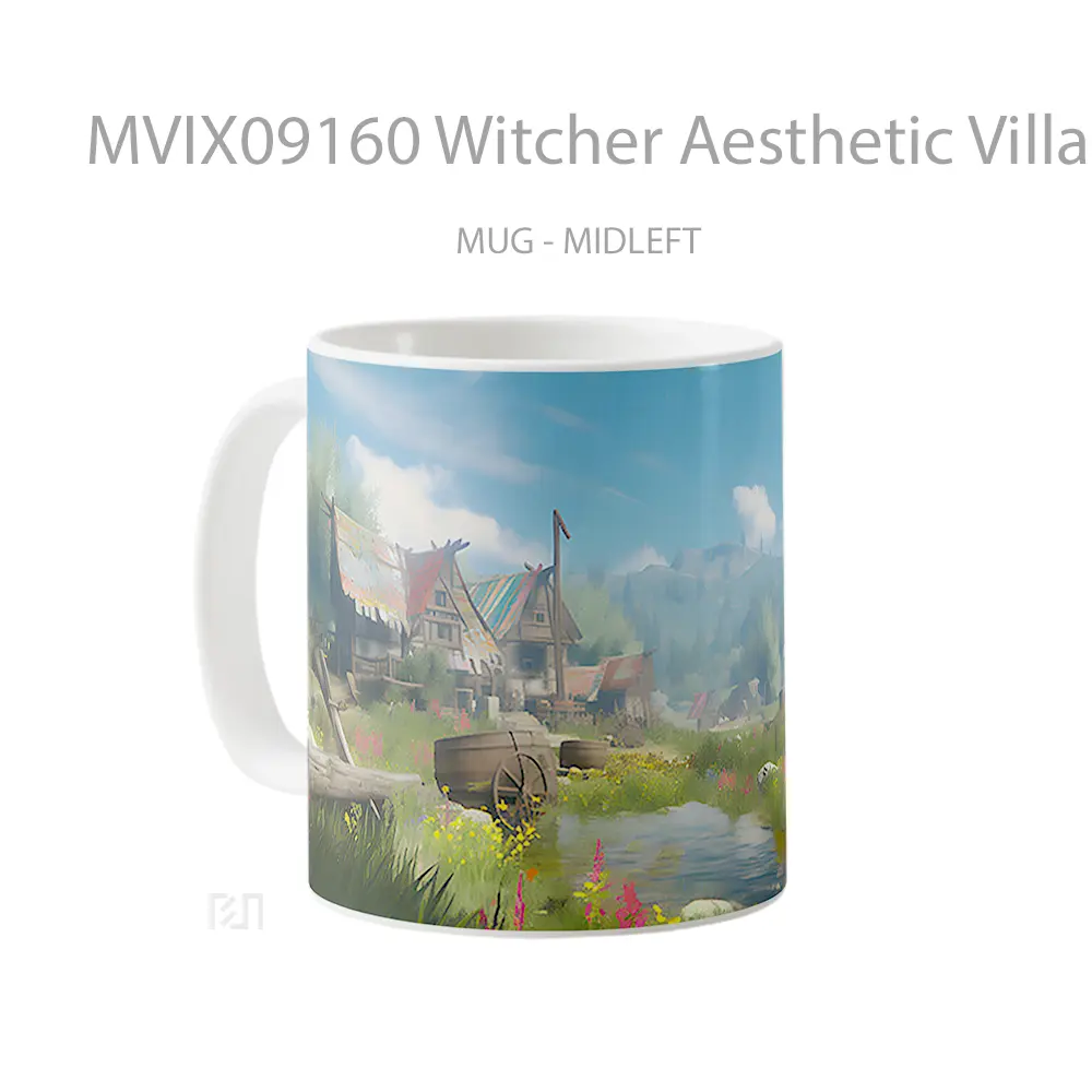 Mug Witcher Aesthetic Village Landscape Mug Aesthetic Koleksi Spesial - All-side / Desain