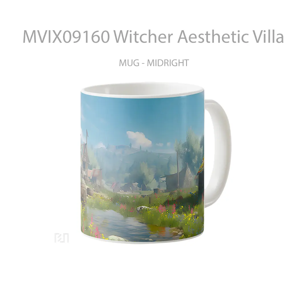 Mug Witcher Aesthetic Village Landscape Mug Aesthetic Koleksi Spesial - All-side / Desain