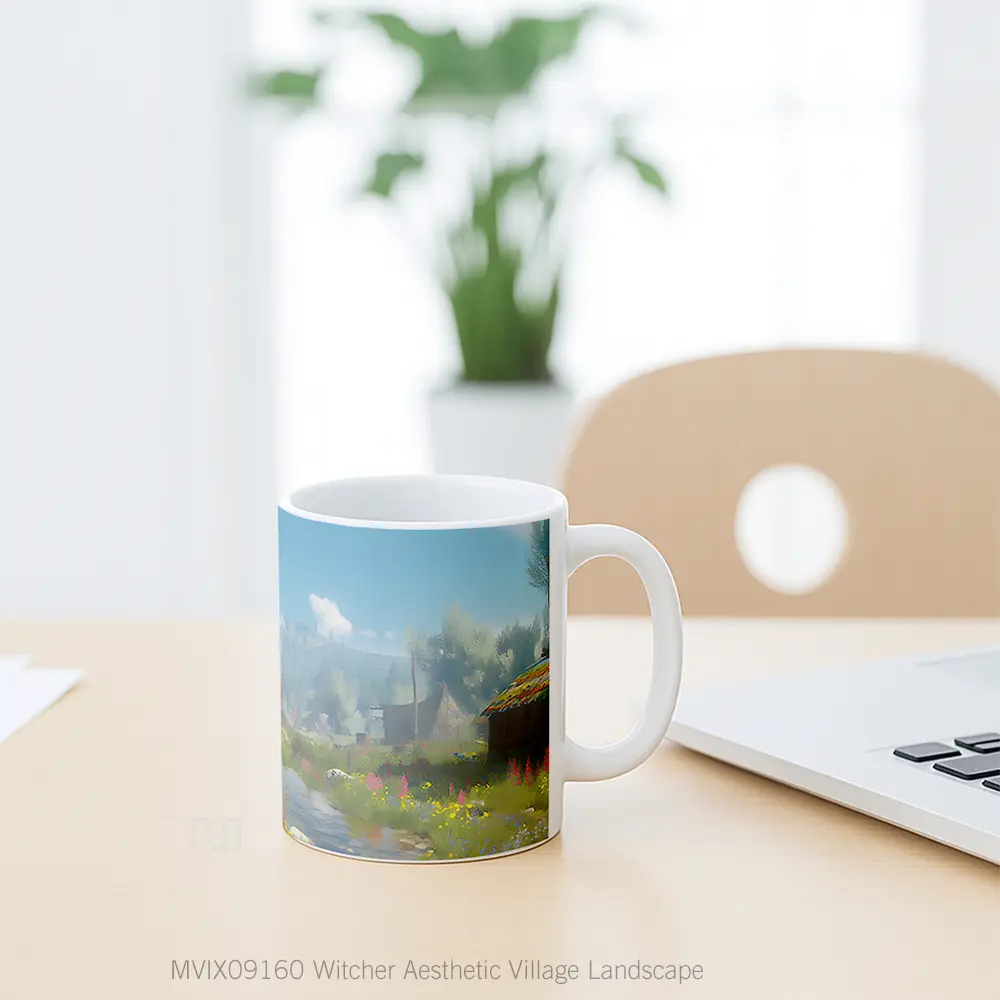 Mug Witcher Aesthetic Village Landscape Mug Aesthetic Koleksi Spesial - All-side / Desain