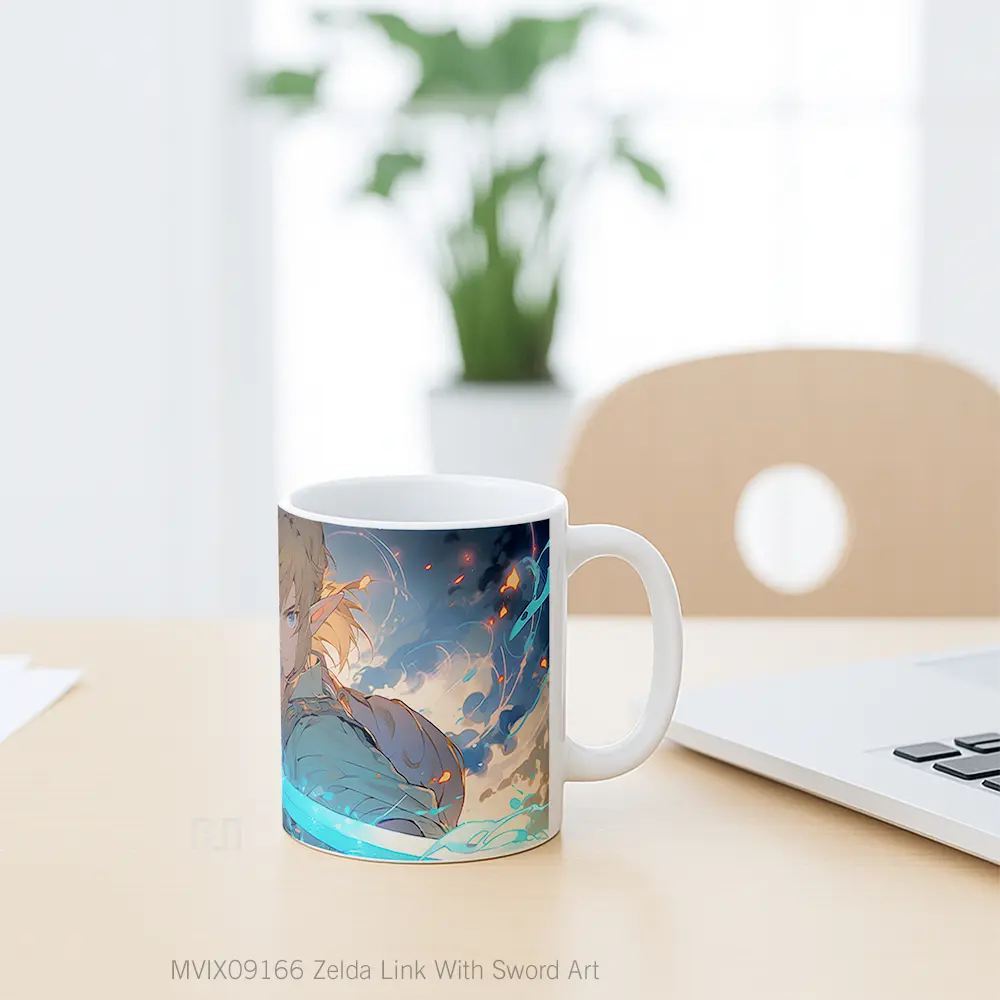 Mug Zelda Link With Sword Art Koleksi Mug Limited Edition - All-side / Desain