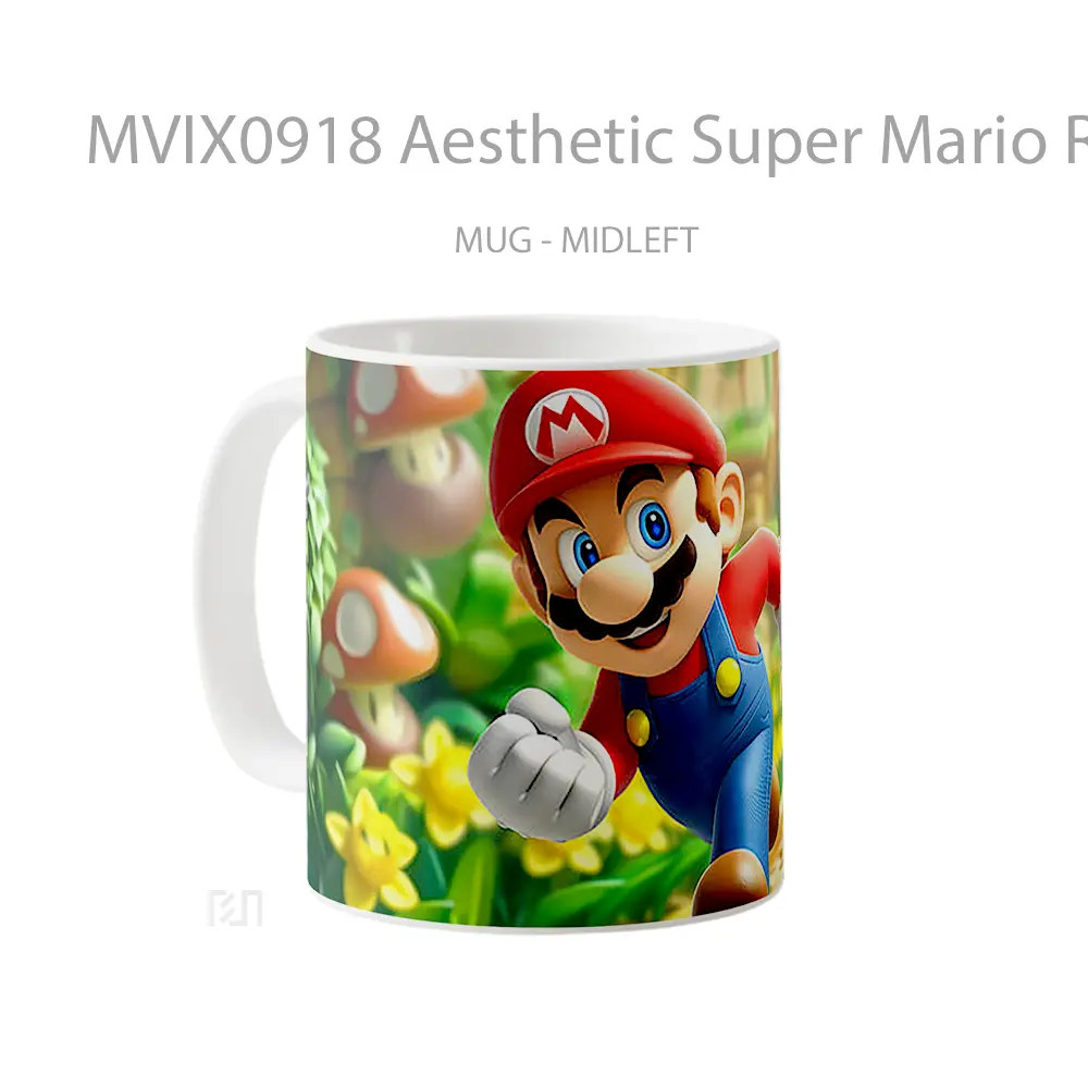 Mug Aesthetic Super Mario Running Gelas Keramik Desain Unik - All-side / Desain