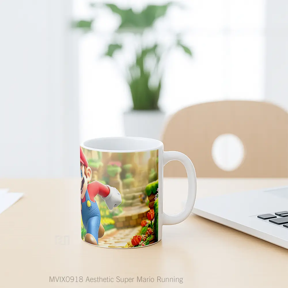 Mug Aesthetic Super Mario Running Gelas Keramik Desain Unik - All-side / Desain