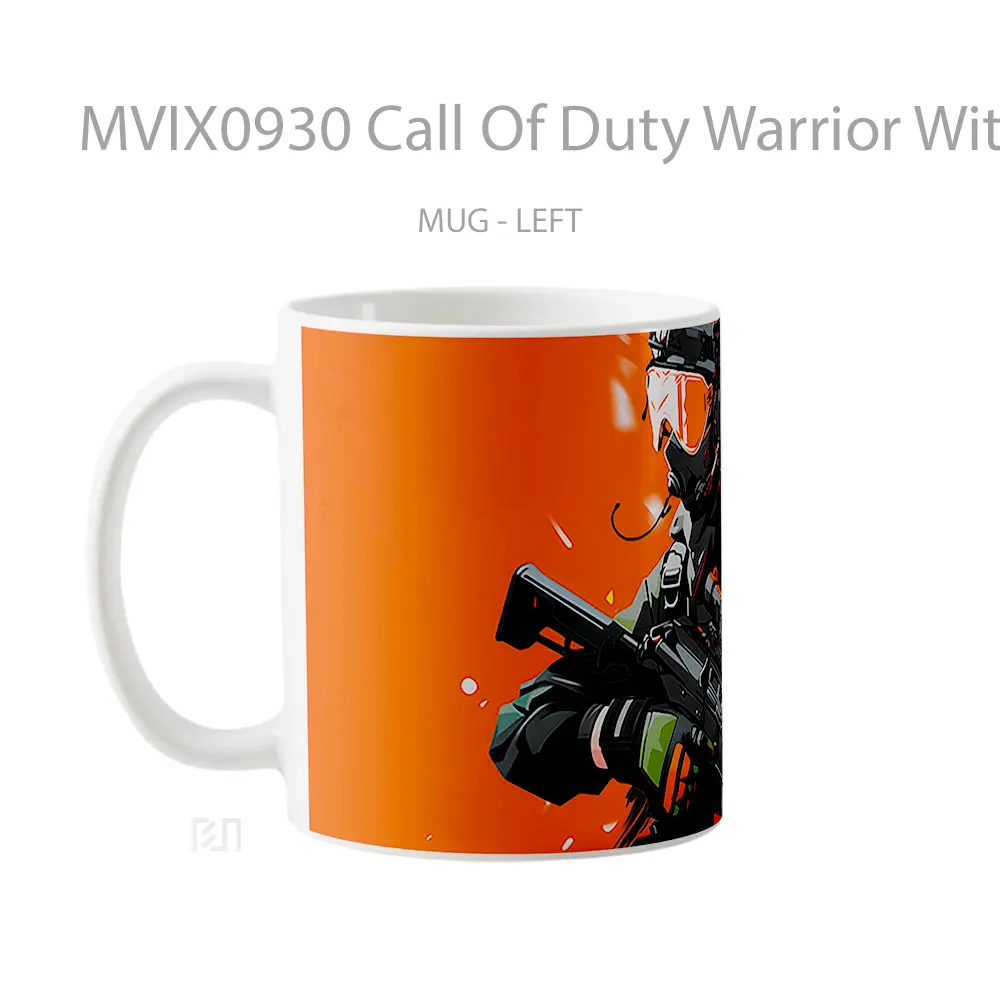 Mug Call Of Duty Warrior With Weapon Red Gelas Keramik Desain Unik - All-side / Desain