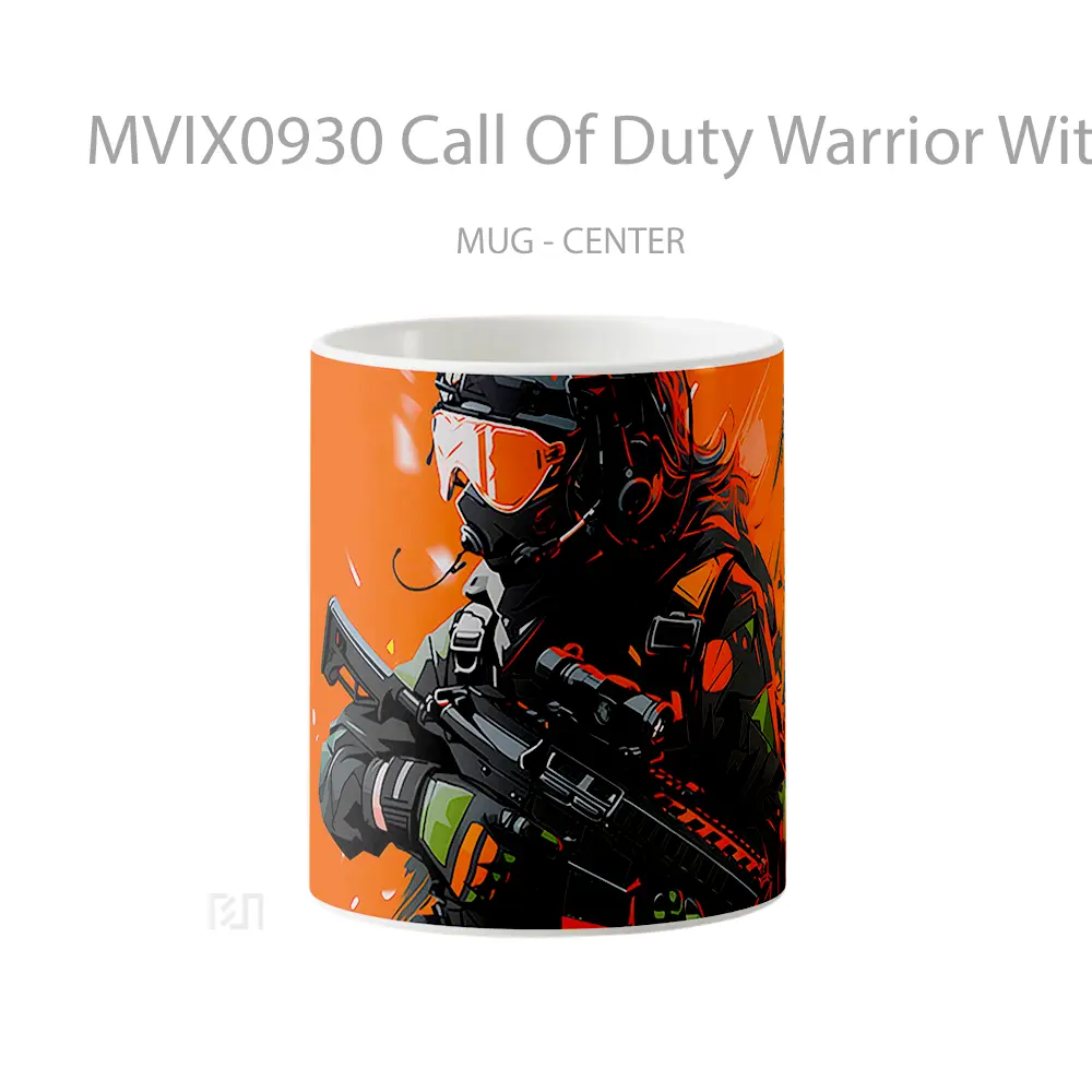 Mug Call Of Duty Warrior With Weapon Red Gelas Keramik Desain Unik
