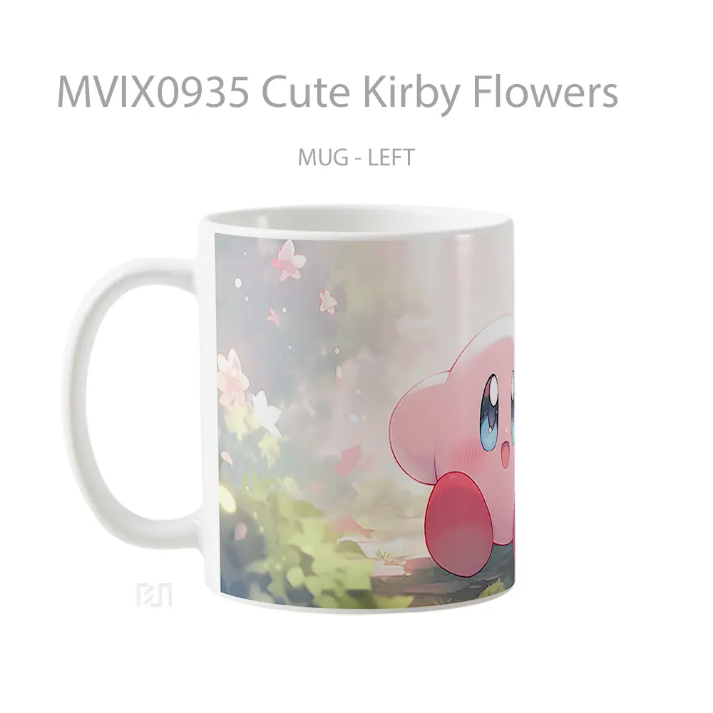 Mug Cute Kirby Flowers Hadiah Lucu dan Menarik - All-side / Desain