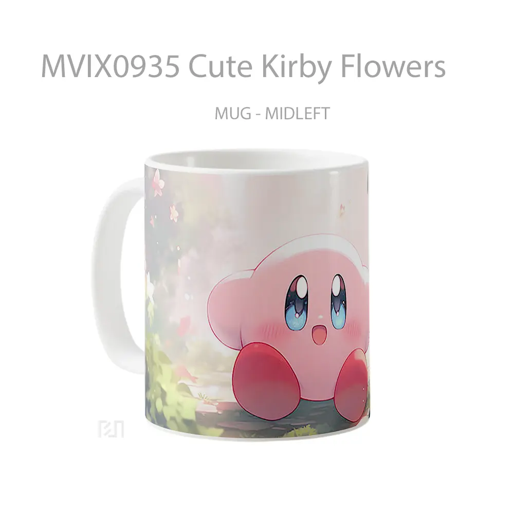 Mug Cute Kirby Flowers Hadiah Lucu dan Menarik - All-side / Desain