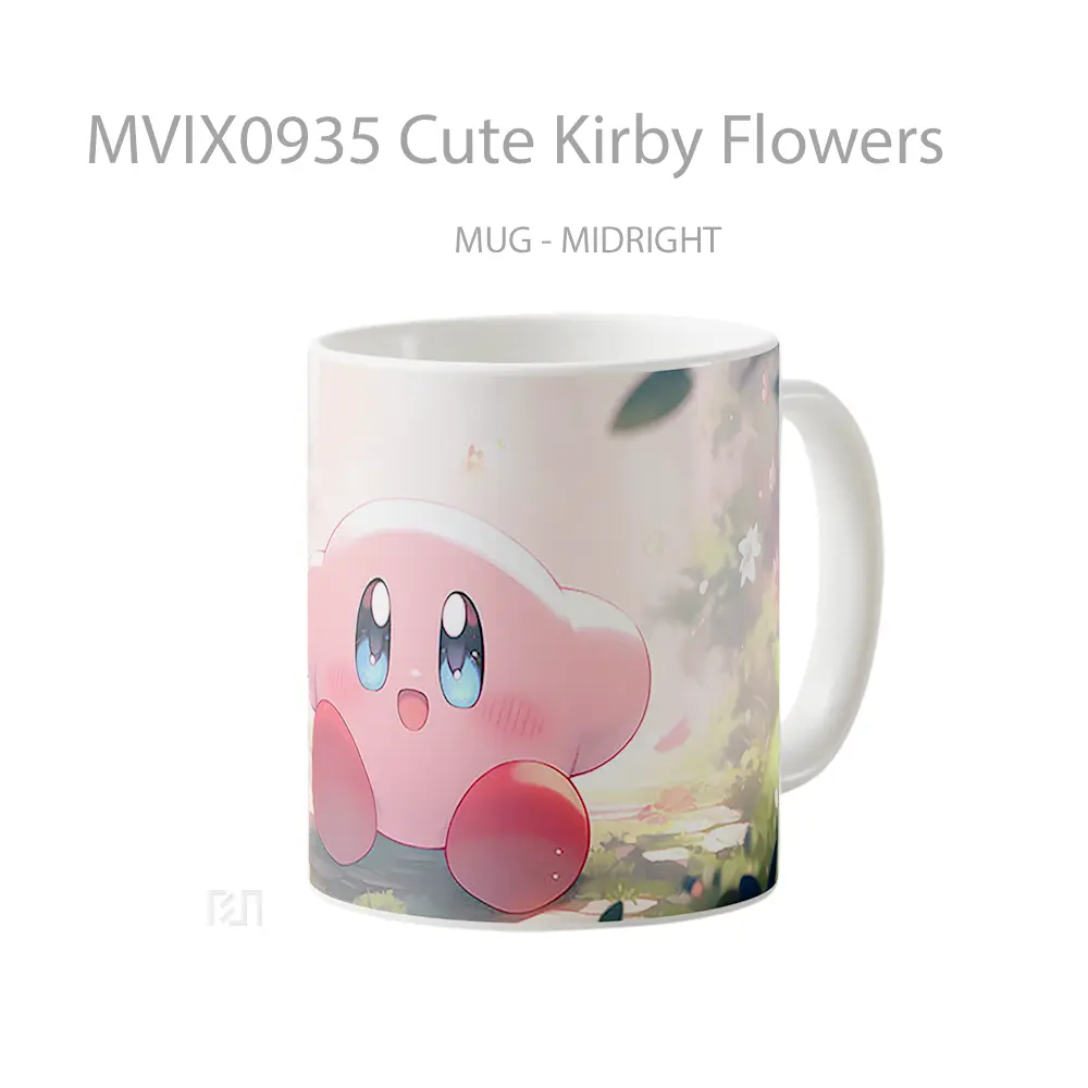 Mug Cute Kirby Flowers Hadiah Lucu dan Menarik - All-side / Desain