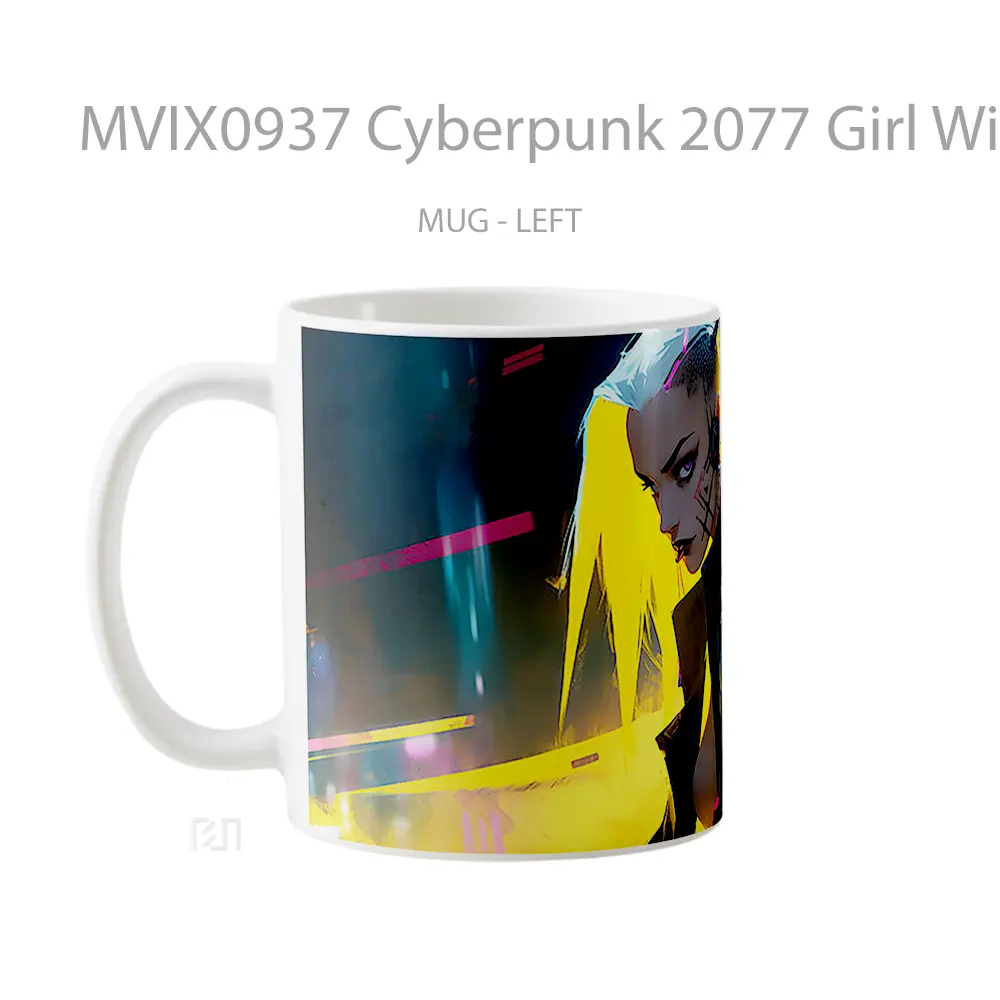Mug Cyberpunk 2077 Girl With Yellow Hair Koleksi Mug Limited Edition - All-side / Desain