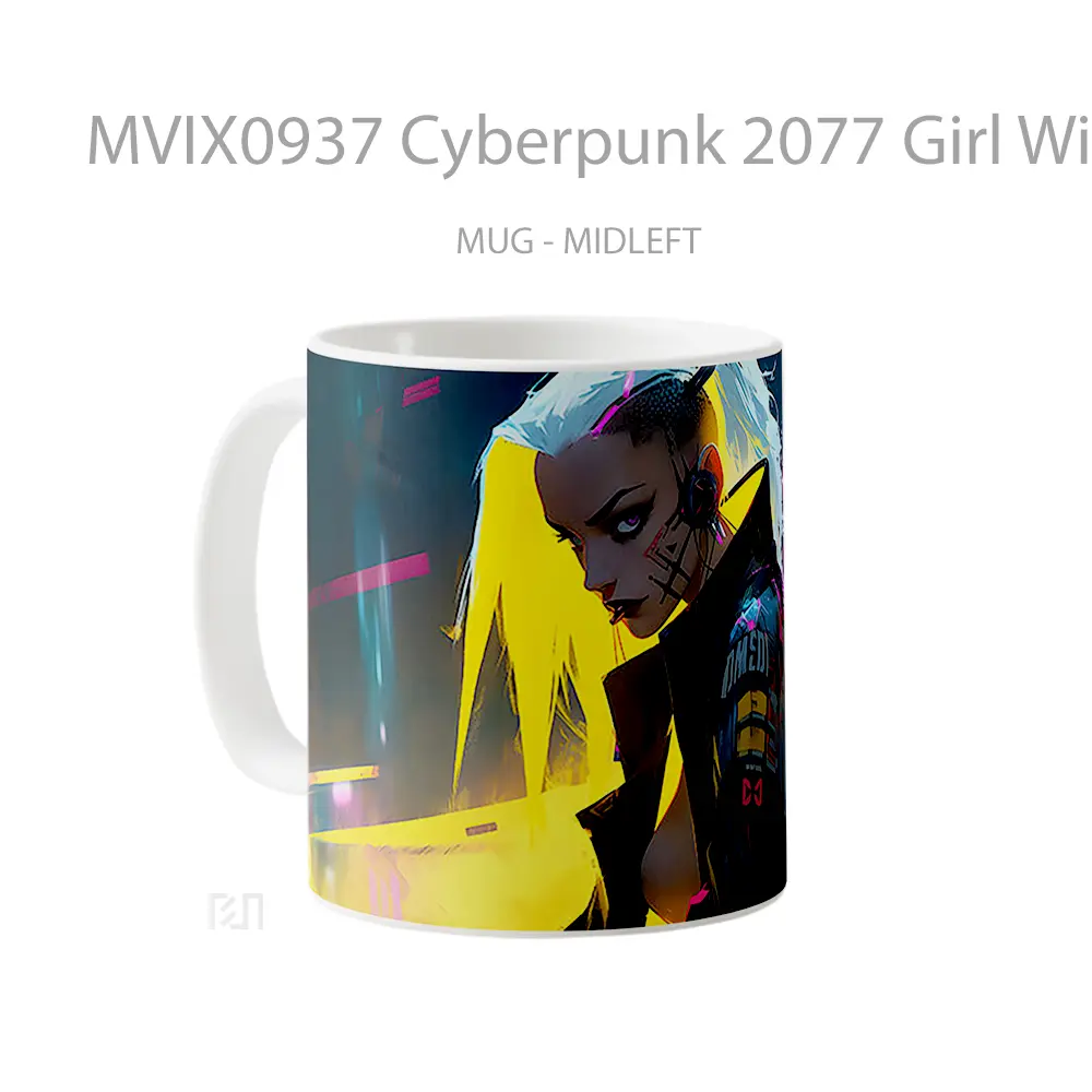 Mug Cyberpunk 2077 Girl With Yellow Hair Koleksi Mug Limited Edition - All-side / Desain