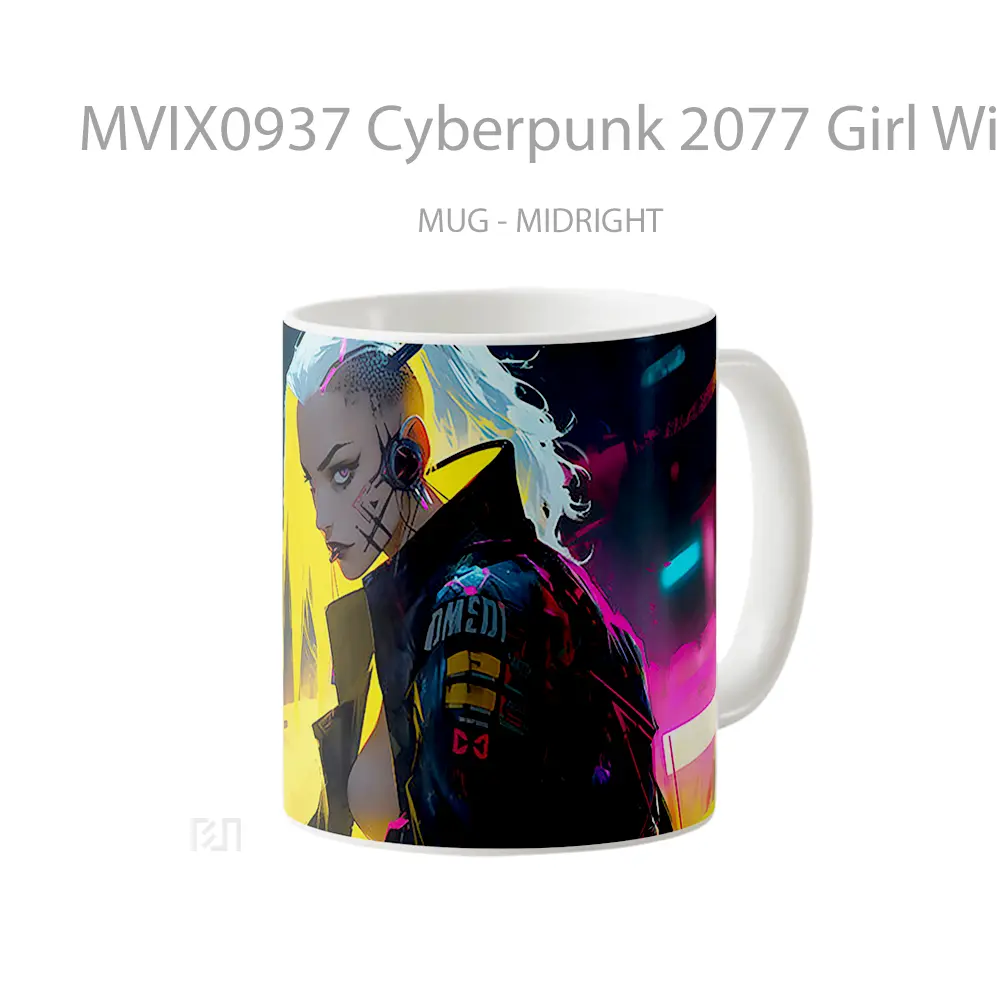 Mug Cyberpunk 2077 Girl With Yellow Hair Koleksi Mug Limited Edition - All-side / Desain