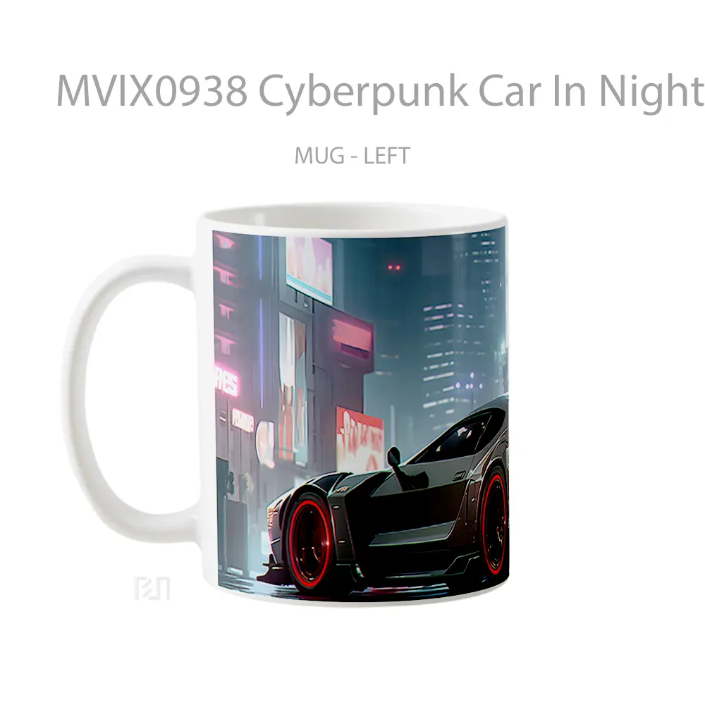 Mug Cyberpunk Car In Night City Mug Aesthetic Koleksi Spesial - All-side / Desain