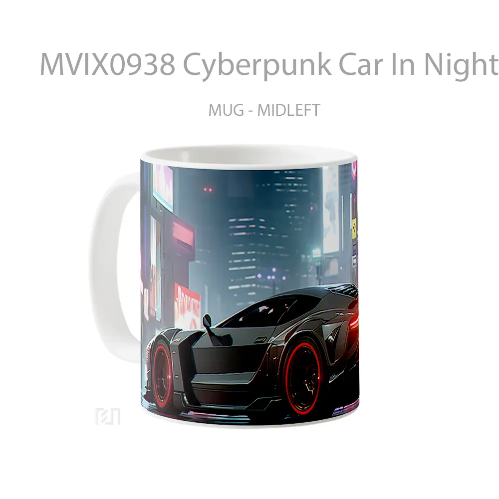 Mug Cyberpunk Car In Night City Mug Aesthetic Koleksi Spesial - All-side / Desain