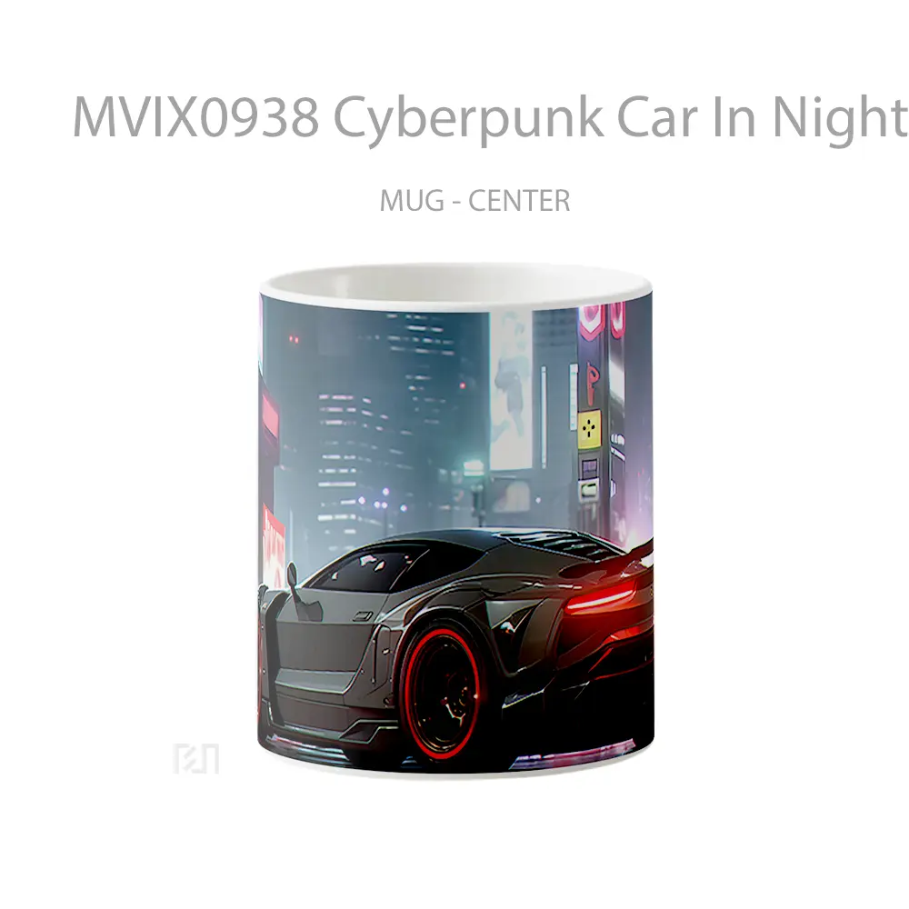 Mug Cyberpunk Car In Night City Mug Aesthetic Koleksi Spesial