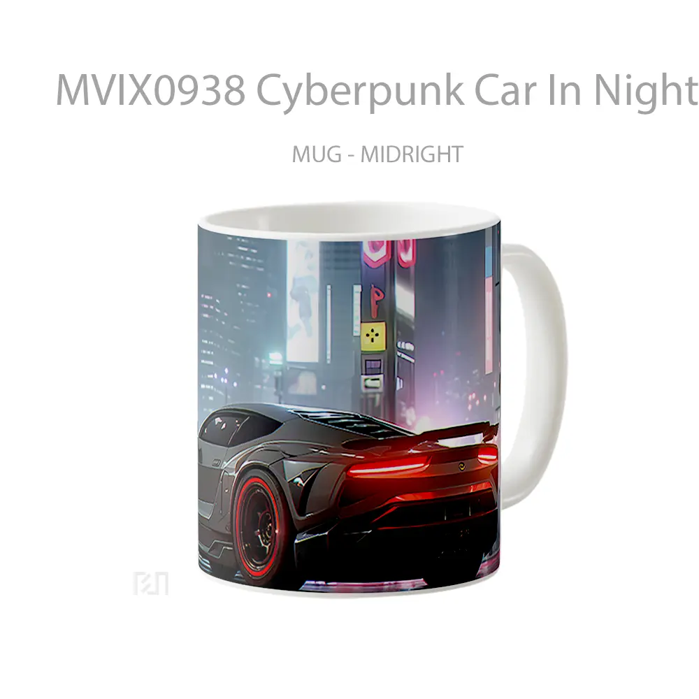 Mug Cyberpunk Car In Night City Mug Aesthetic Koleksi Spesial - All-side / Desain