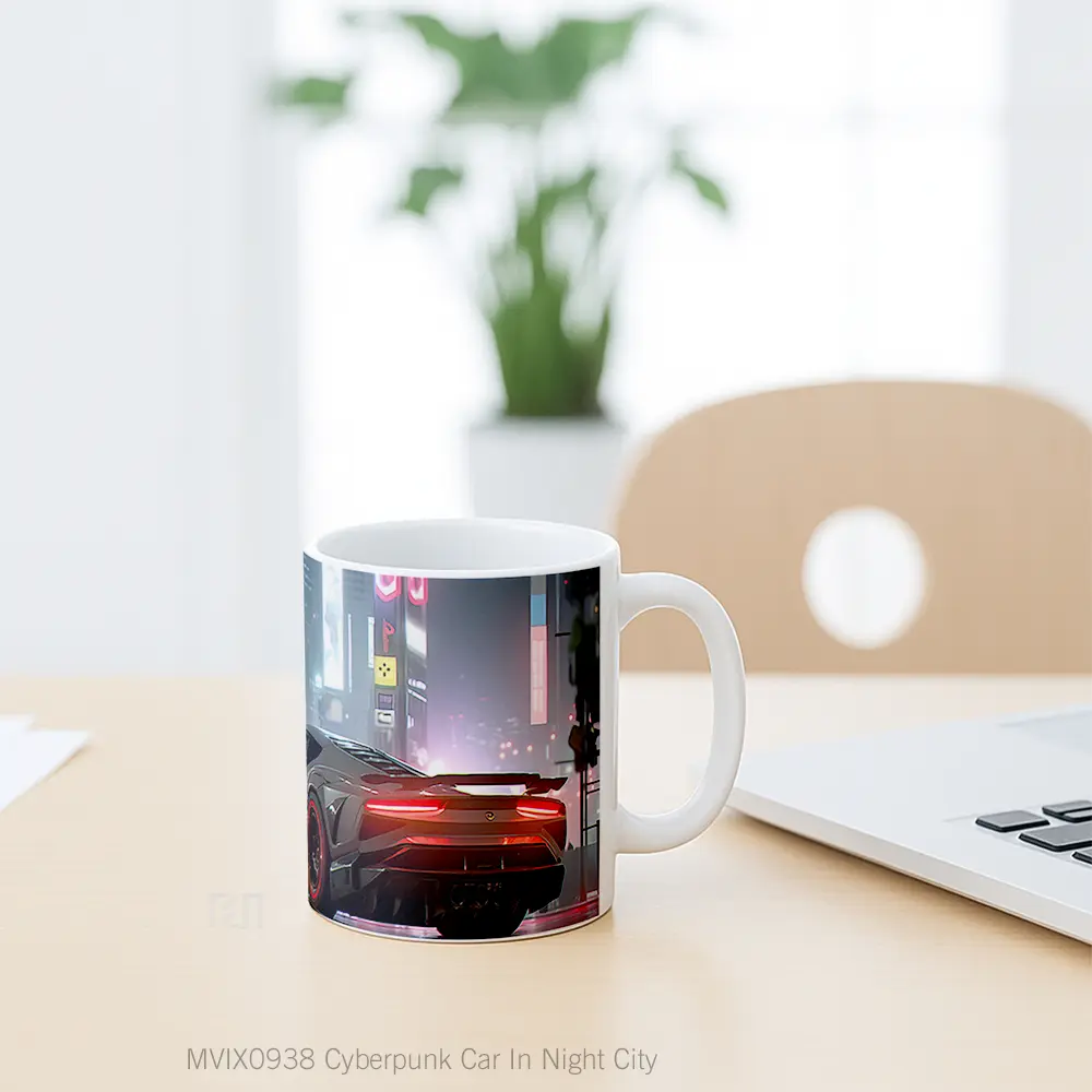 Mug Cyberpunk Car In Night City Mug Aesthetic Koleksi Spesial - All-side / Desain