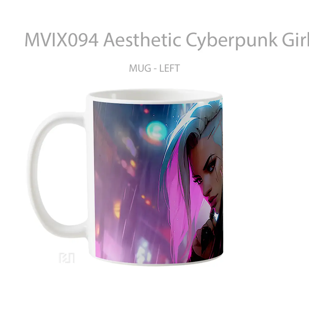 Mug Aesthetic Cyberpunk Girl Rain Koleksi Mug Limited Edition - All-side / Desain
