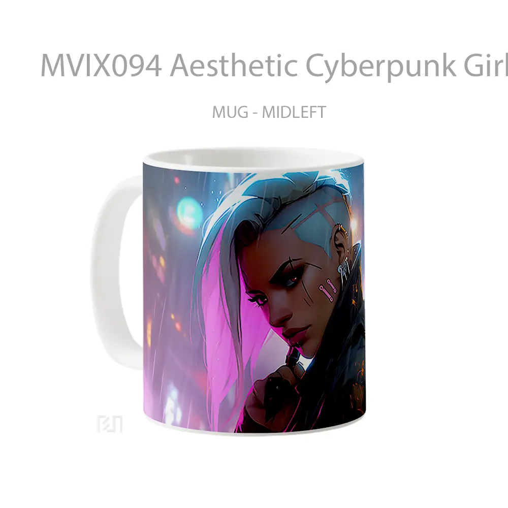 Mug Aesthetic Cyberpunk Girl Rain Koleksi Mug Limited Edition - All-side / Desain