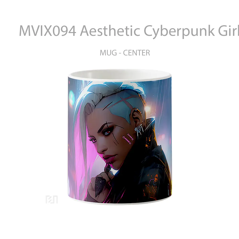 Mug Aesthetic Cyberpunk Girl Rain Koleksi Mug Limited Edition