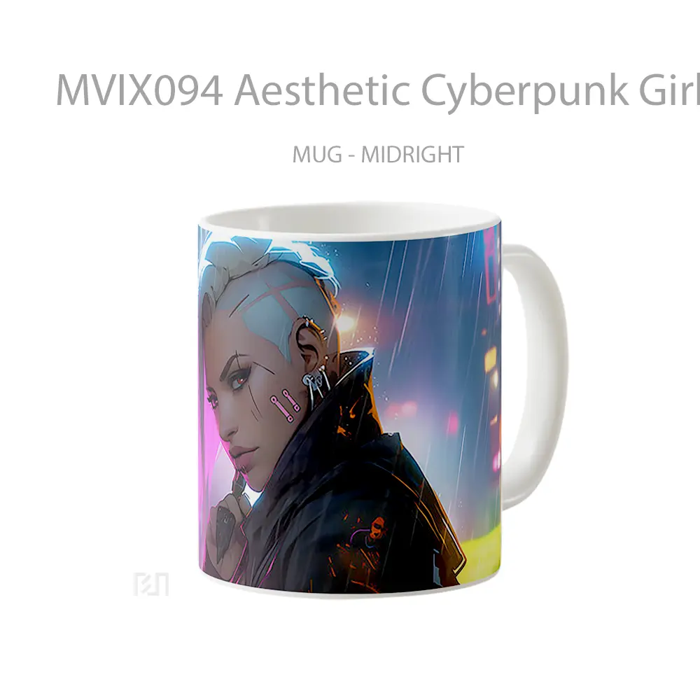 Mug Aesthetic Cyberpunk Girl Rain Koleksi Mug Limited Edition - All-side / Desain