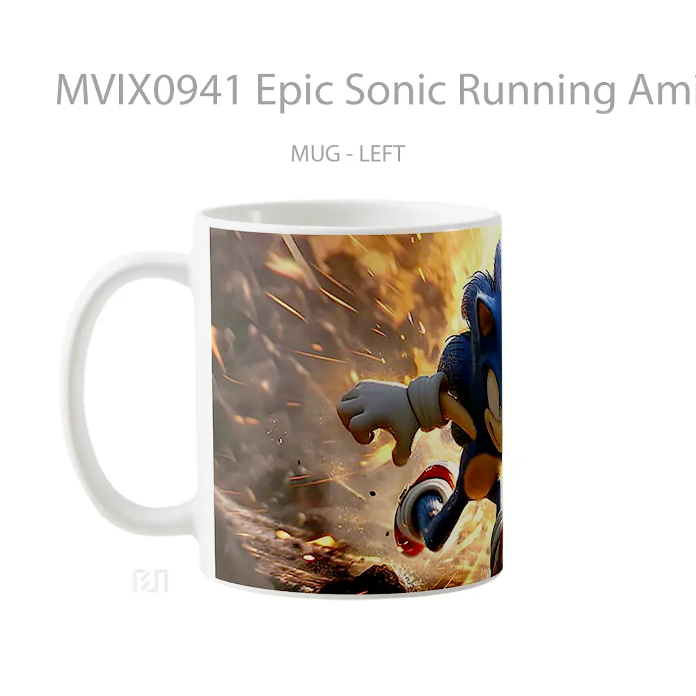 Mug Epic Sonic Running Amid Explosion Gelas Keramik Desain Unik - All-side / Desain