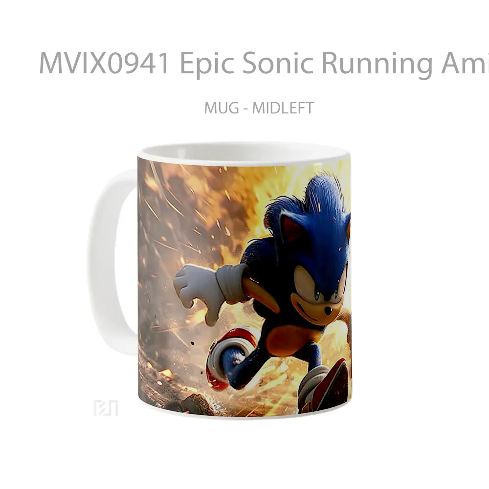 Mug Epic Sonic Running Amid Explosion Gelas Keramik Desain Unik - All-side / Desain