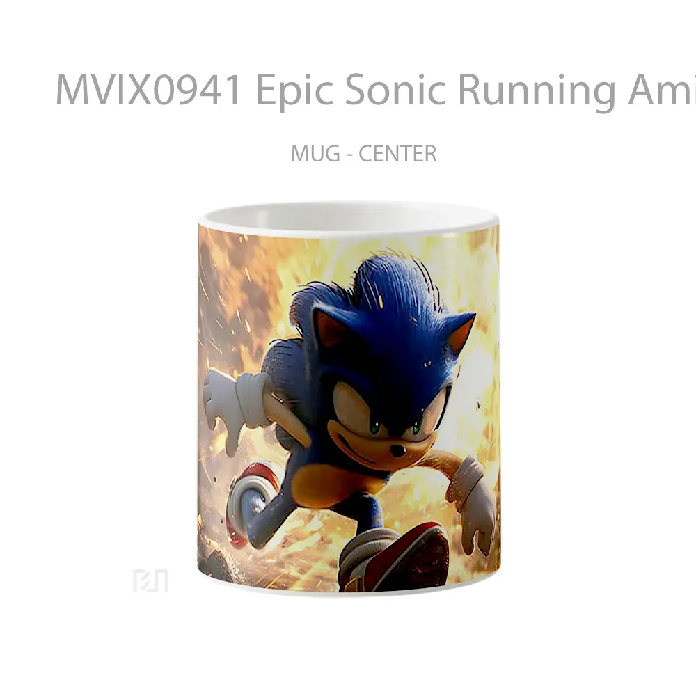 Mug Epic Sonic Running Amid Explosion Gelas Keramik Desain Unik
