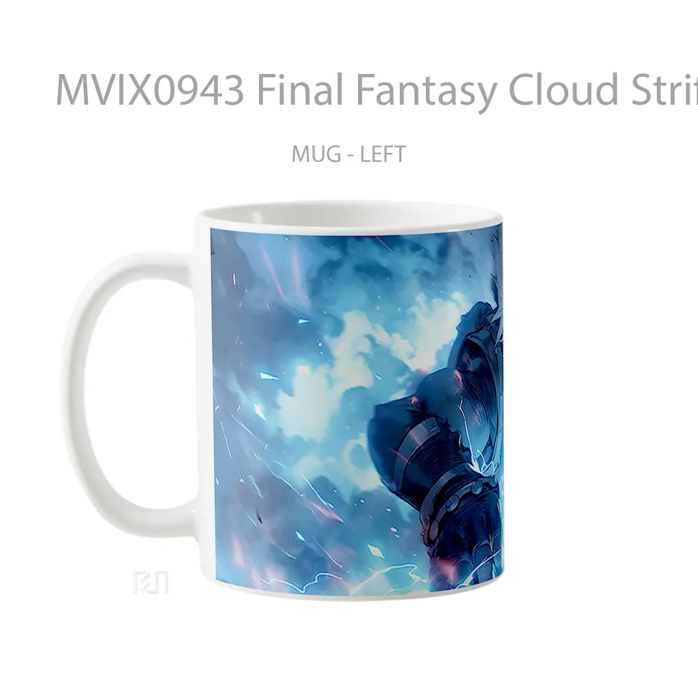 Mug Final Fantasy Cloud Strife Blue Art Koleksi Mug Limited Edition - All-side / Desain