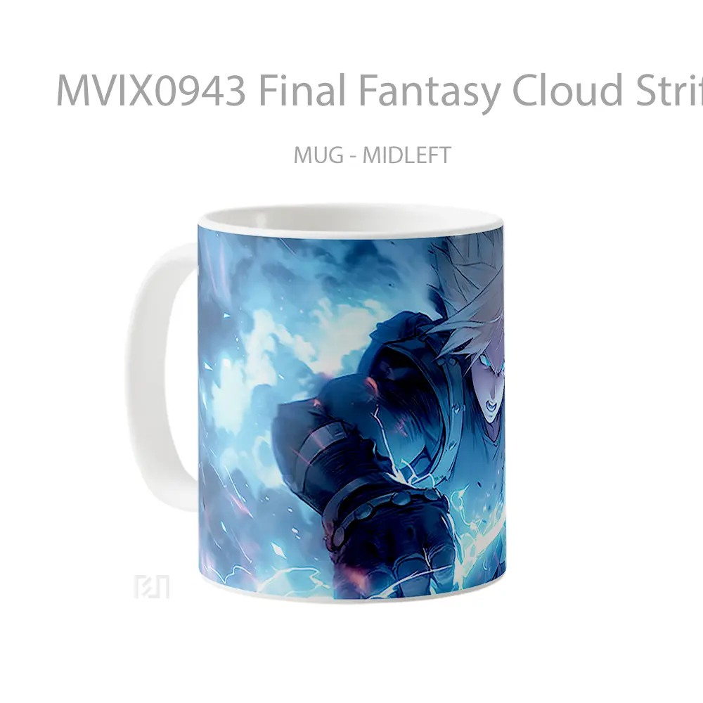 Mug Final Fantasy Cloud Strife Blue Art Koleksi Mug Limited Edition - All-side / Desain