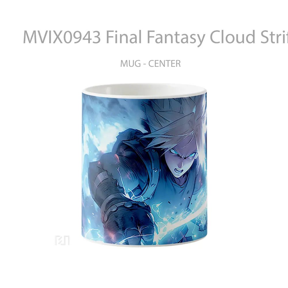 Mug Final Fantasy Cloud Strife Blue Art Koleksi Mug Limited Edition