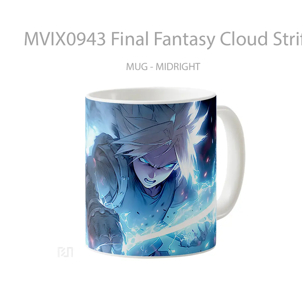 Mug Final Fantasy Cloud Strife Blue Art Koleksi Mug Limited Edition - All-side / Desain