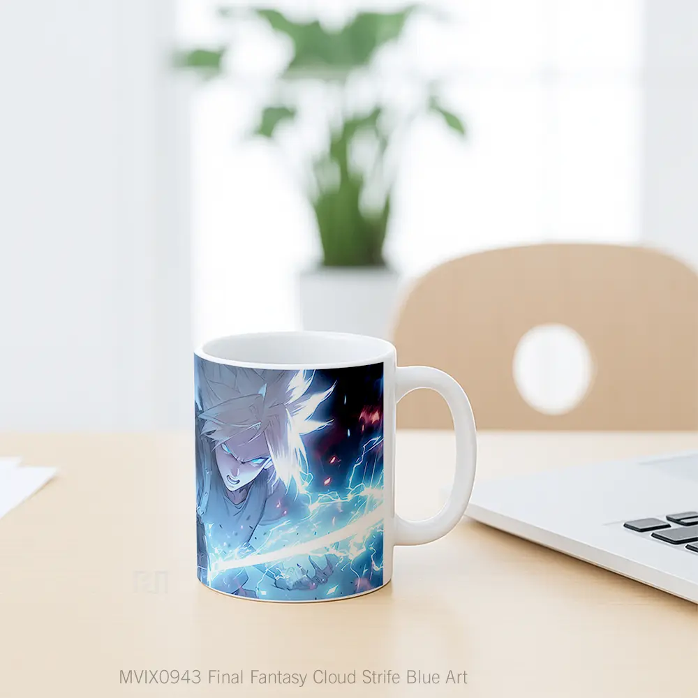 Mug Final Fantasy Cloud Strife Blue Art Koleksi Mug Limited Edition - All-side / Desain