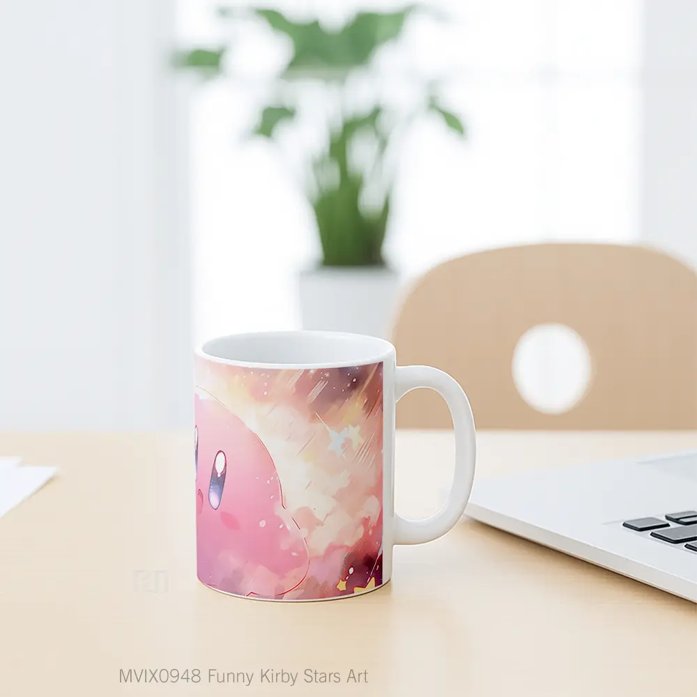 Mug Funny Kirby Stars Art Gelas Keramik Desain Unik - All-side / Desain