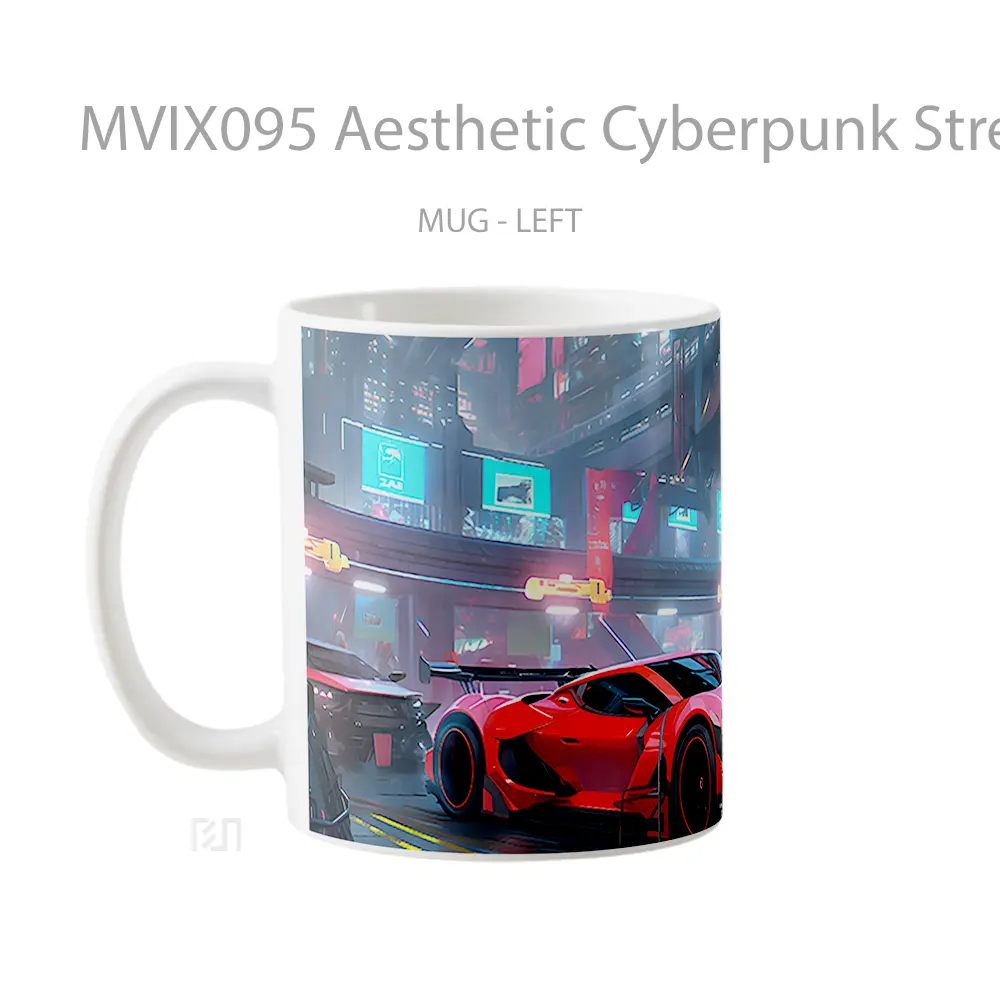 Mug Aesthetic Cyberpunk Street Cars Hadiah Lucu dan Menarik - All-side / Desain