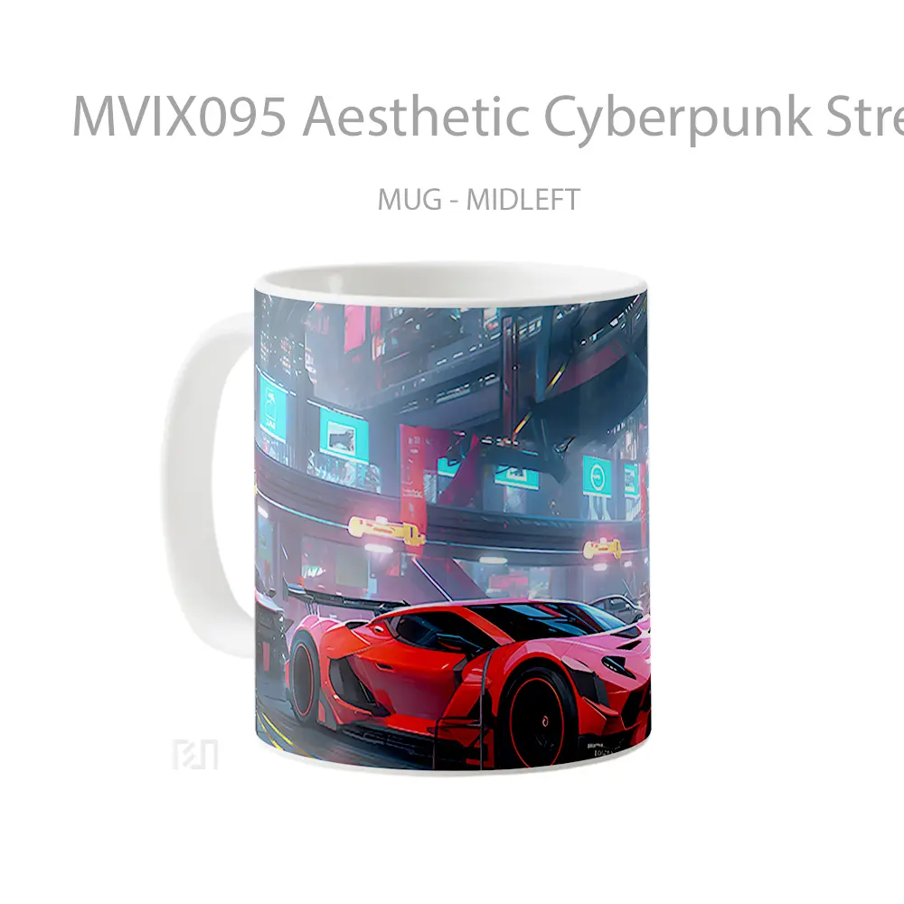 Mug Aesthetic Cyberpunk Street Cars Hadiah Lucu dan Menarik - All-side / Desain
