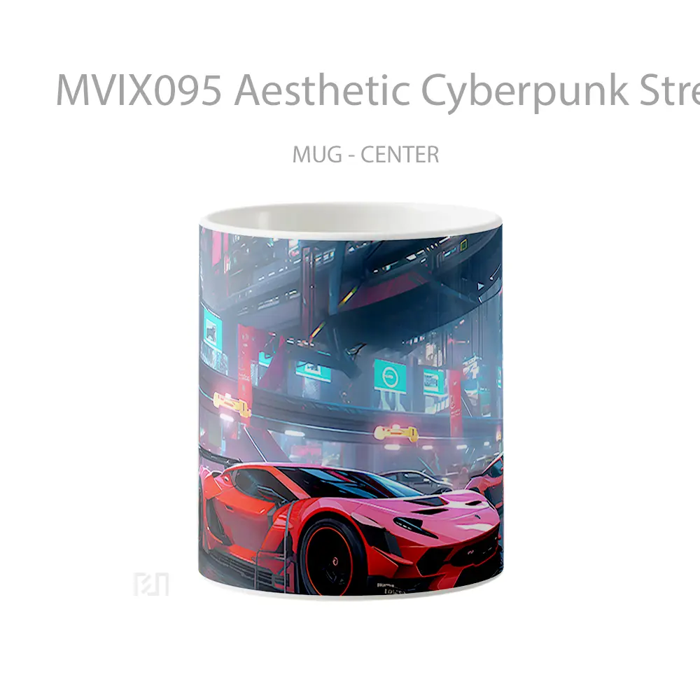 Mug Aesthetic Cyberpunk Street Cars Hadiah Lucu dan Menarik
