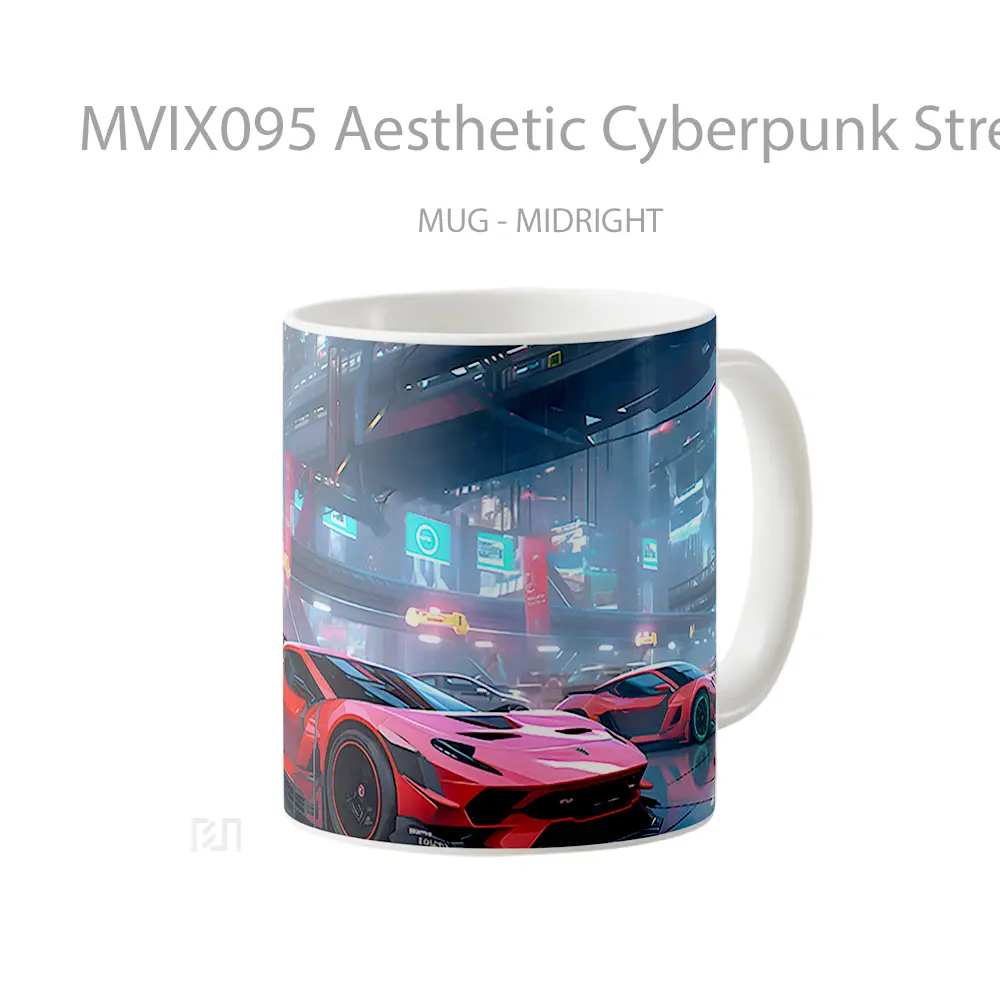 Mug Aesthetic Cyberpunk Street Cars Hadiah Lucu dan Menarik - All-side / Desain