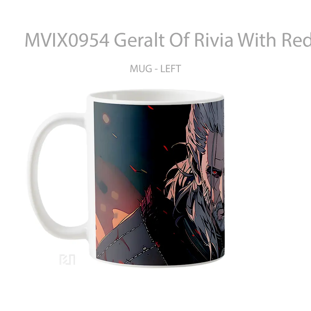 Mug Geralt Of Rivia With Red Eyes Mug Aesthetic Koleksi Spesial - All-side / Desain